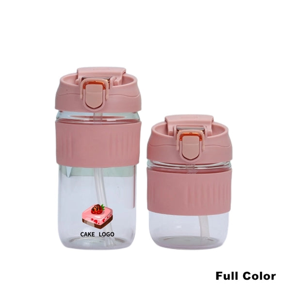 Glass Tumbler With Protective Silicone Sleeve And Lid Straw