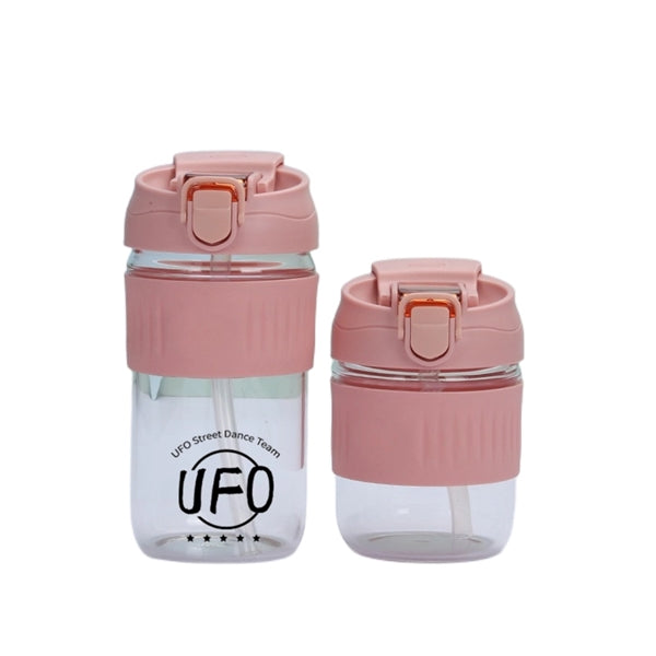 Glass Tumbler With Protective Silicone Sleeve And Lid Straw