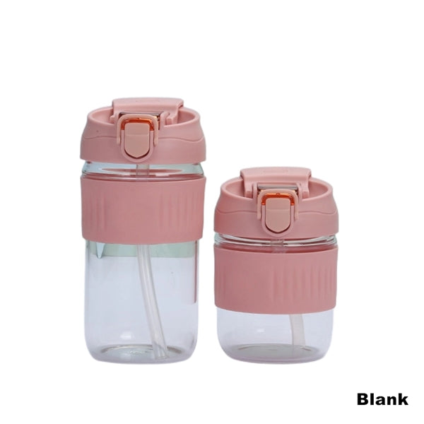 Glass Tumbler With Protective Silicone Sleeve And Lid Straw