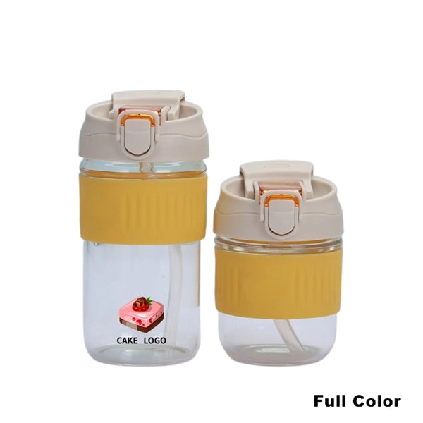 Glass Tumbler With Protective Silicone Sleeve And Lid Straw