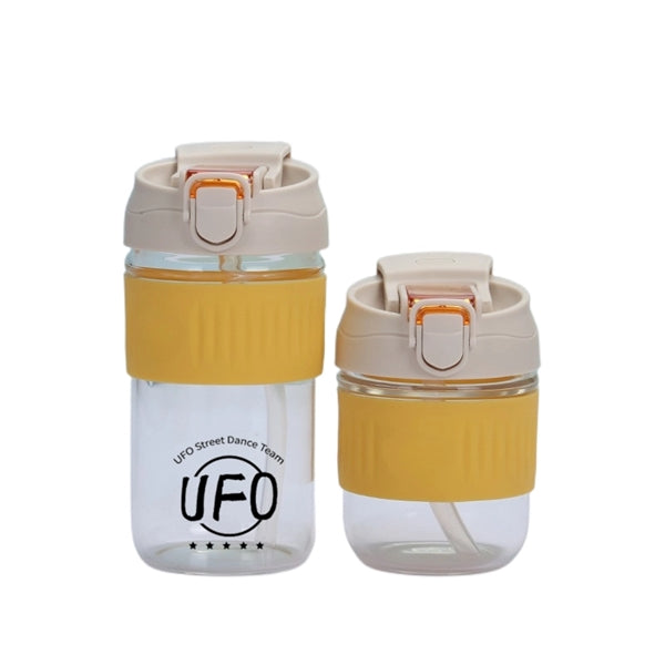 Glass Tumbler With Protective Silicone Sleeve And Lid Straw