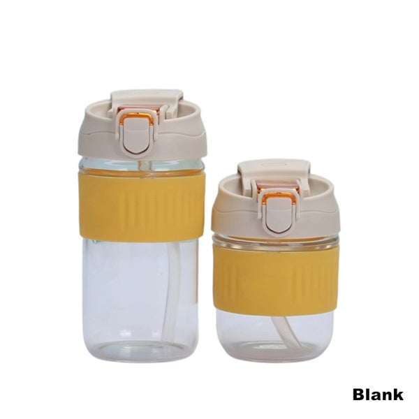 Glass Tumbler With Protective Silicone Sleeve And Lid Straw