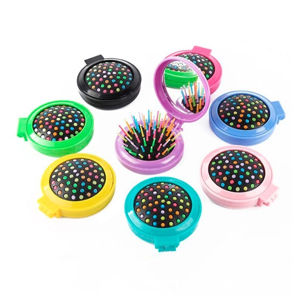 Travel Folding Hair Brush With Mirror