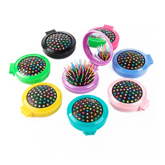 Travel Folding Hair Brush With Mirror