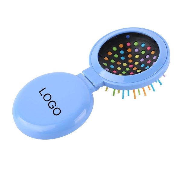 Travel Folding Hair Brush With Mirror