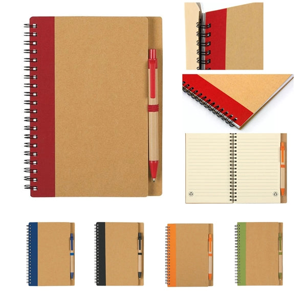 Kraft Paper Cover Lined Spiral Notebook