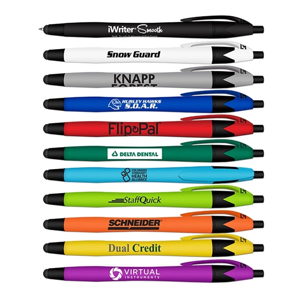 Rubberized Ball Point Pen and Stylus