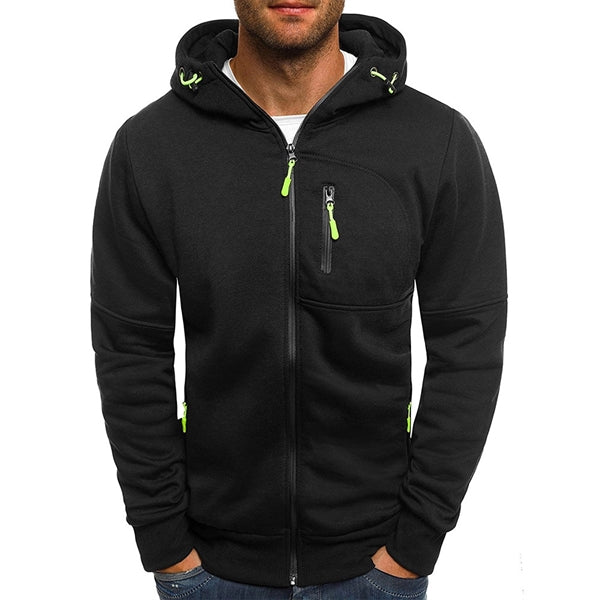Jacquard Cardigan Hooded Jacket For Men's Sports Fitness
