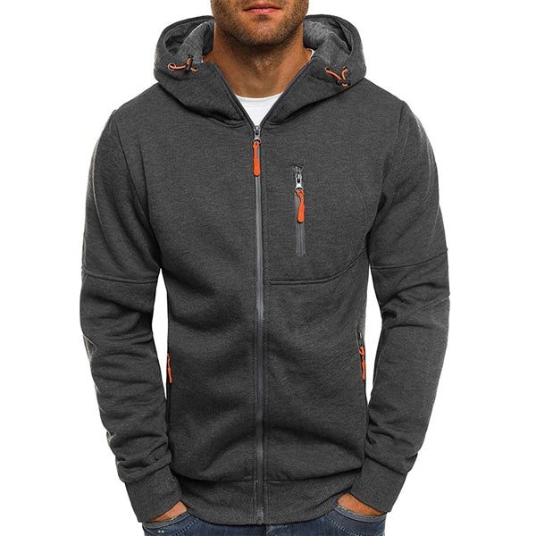 Jacquard Cardigan Hooded Jacket For Men's Sports Fitness