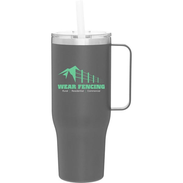 40 oz Denali Stainless Steel Insulated Travel Mug w/Straw