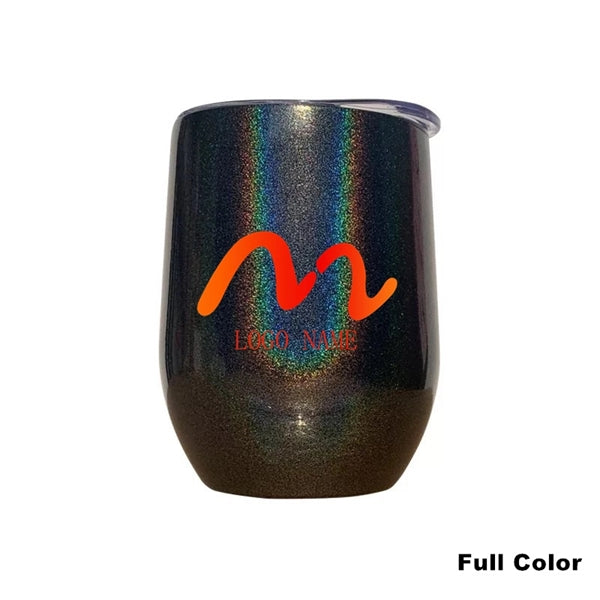 12 oz Glitter Sublimation Stainless Steel Wine Glass Tumbler