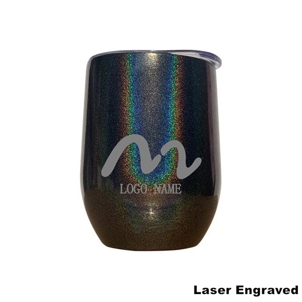 12 oz Glitter Sublimation Stainless Steel Wine Glass Tumbler