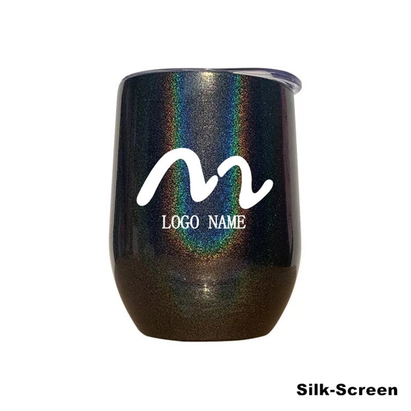 12 oz Glitter Sublimation Stainless Steel Wine Glass Tumbler