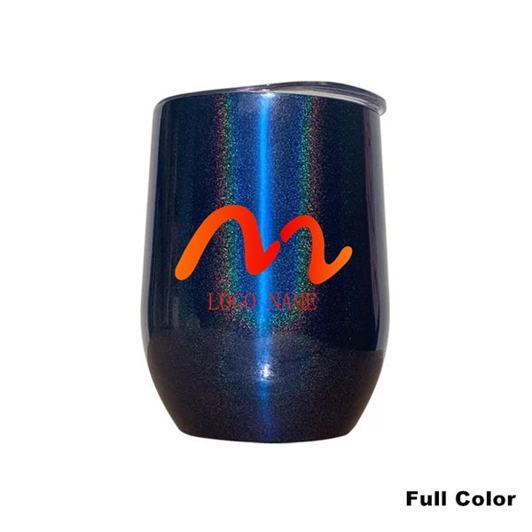 12 oz Glitter Sublimation Stainless Steel Wine Glass Tumbler