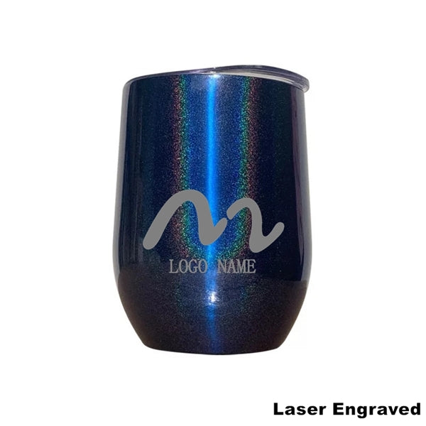12 oz Glitter Sublimation Stainless Steel Wine Glass Tumbler