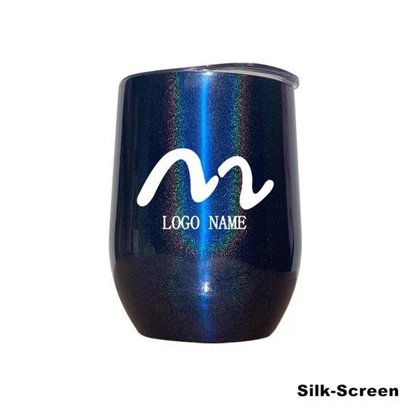 12 oz Glitter Sublimation Stainless Steel Wine Glass Tumbler