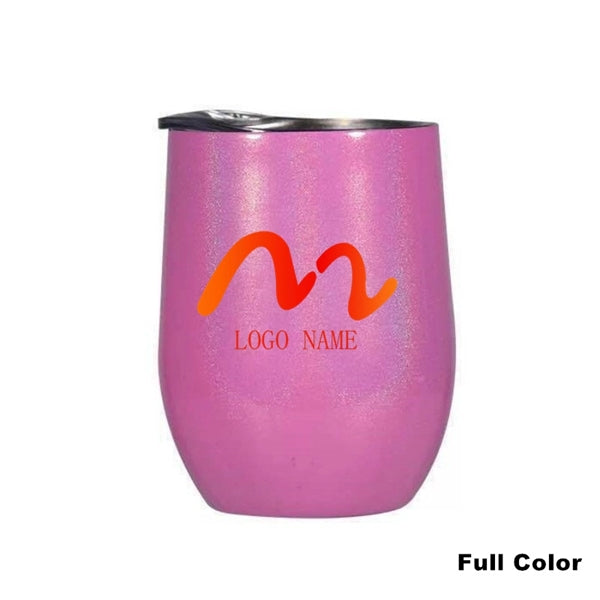 12 oz Glitter Sublimation Stainless Steel Wine Glass Tumbler