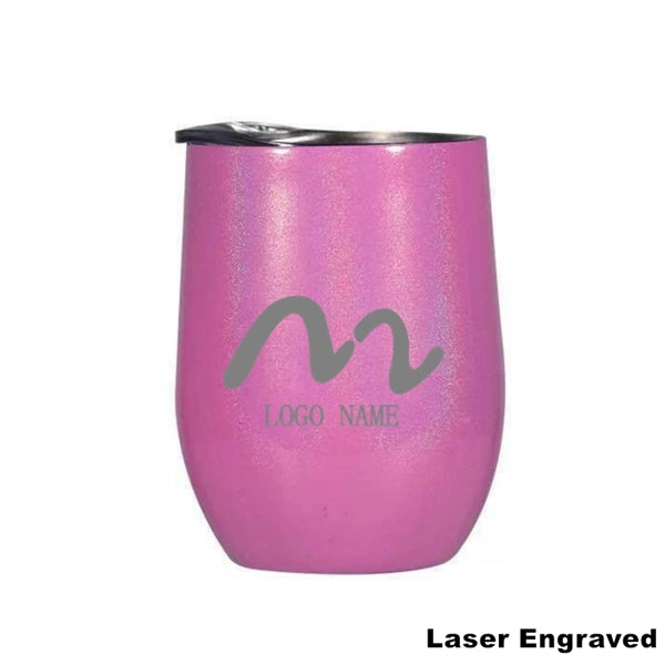 12 oz Glitter Sublimation Stainless Steel Wine Glass Tumbler