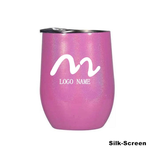 12 oz Glitter Sublimation Stainless Steel Wine Glass Tumbler