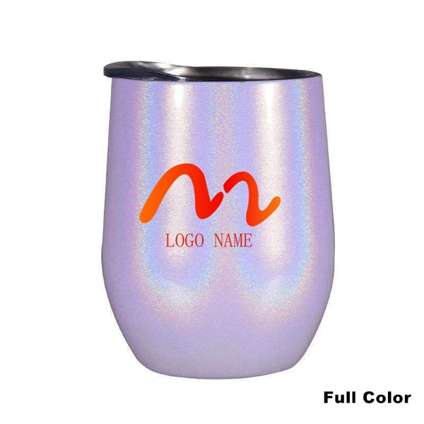 12 oz Glitter Sublimation Stainless Steel Wine Glass Tumbler