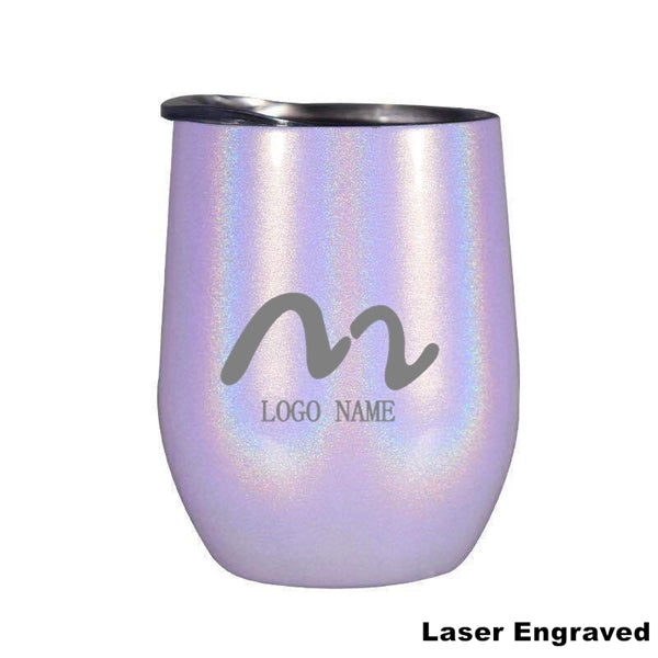 12 oz Glitter Sublimation Stainless Steel Wine Glass Tumbler