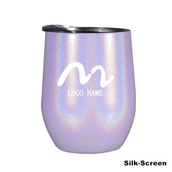 12 oz Glitter Sublimation Stainless Steel Wine Glass Tumbler