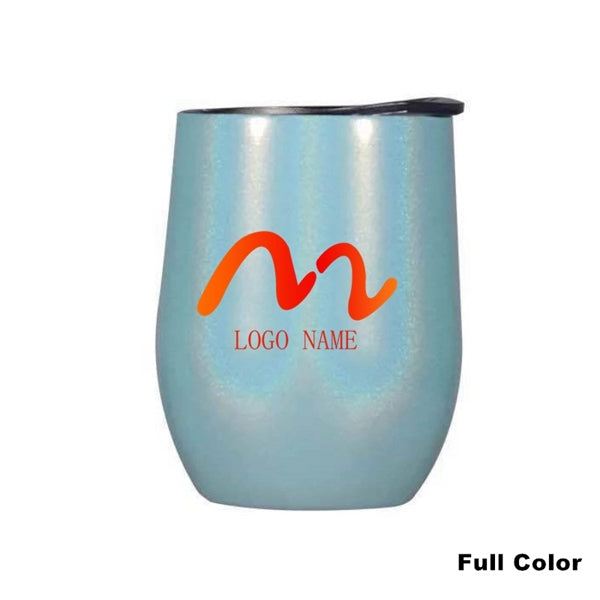 12 oz Glitter Sublimation Stainless Steel Wine Glass Tumbler