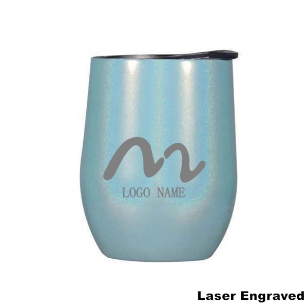 12 oz Glitter Sublimation Stainless Steel Wine Glass Tumbler