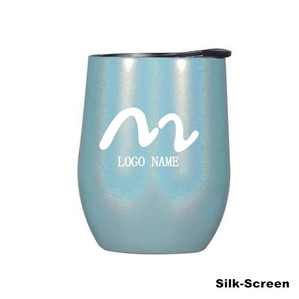 12 oz Glitter Sublimation Stainless Steel Wine Glass Tumbler