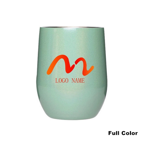 12 oz Glitter Sublimation Stainless Steel Wine Glass Tumbler