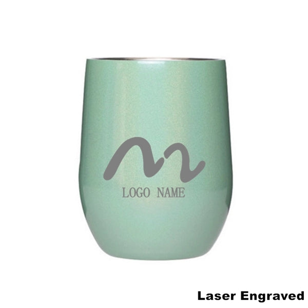 12 oz Glitter Sublimation Stainless Steel Wine Glass Tumbler