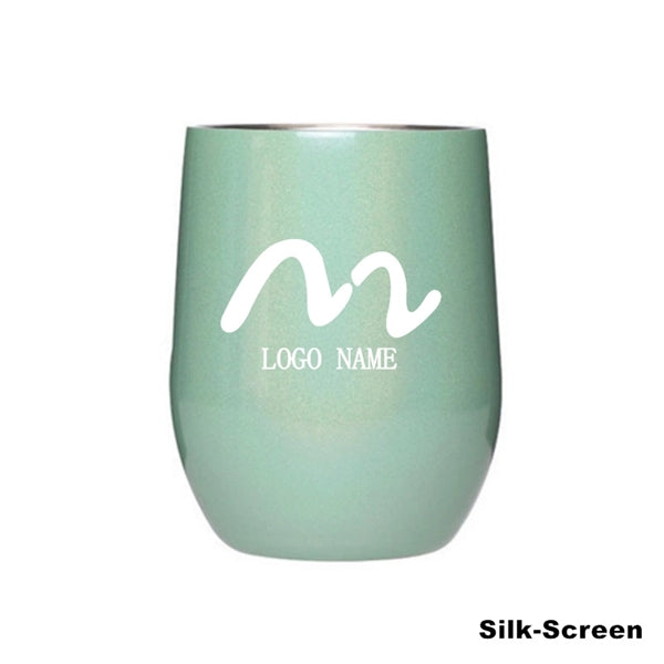 12 oz Glitter Sublimation Stainless Steel Wine Glass Tumbler
