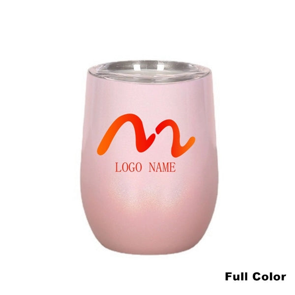 12 oz Glitter Sublimation Stainless Steel Wine Glass Tumbler