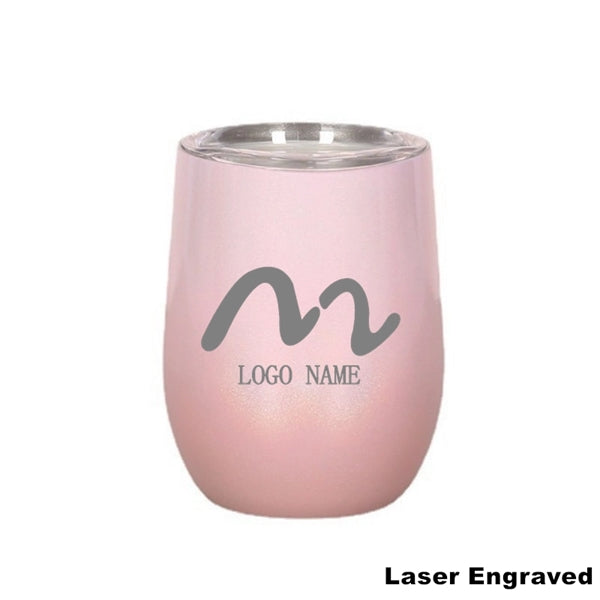 12 oz Glitter Sublimation Stainless Steel Wine Glass Tumbler