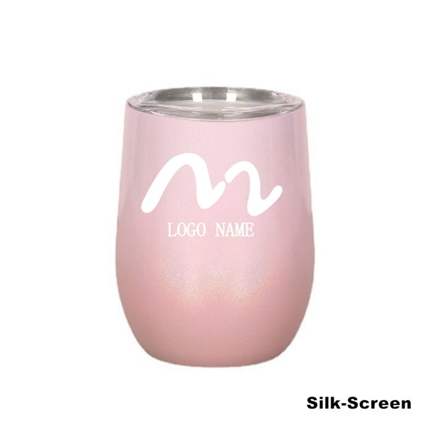 12 oz Glitter Sublimation Stainless Steel Wine Glass Tumbler