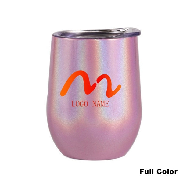 12 oz Glitter Sublimation Stainless Steel Wine Glass Tumbler