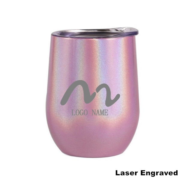 12 oz Glitter Sublimation Stainless Steel Wine Glass Tumbler