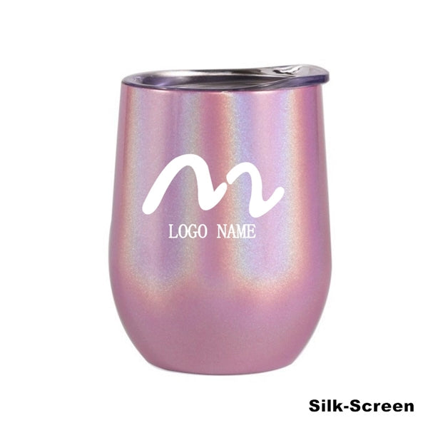 12 oz Glitter Sublimation Stainless Steel Wine Glass Tumbler