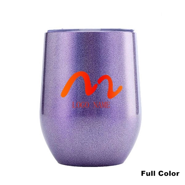 12 oz Glitter Sublimation Stainless Steel Wine Glass Tumbler