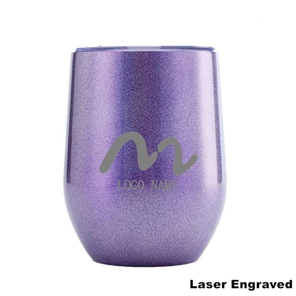 12 oz Glitter Sublimation Stainless Steel Wine Glass Tumbler