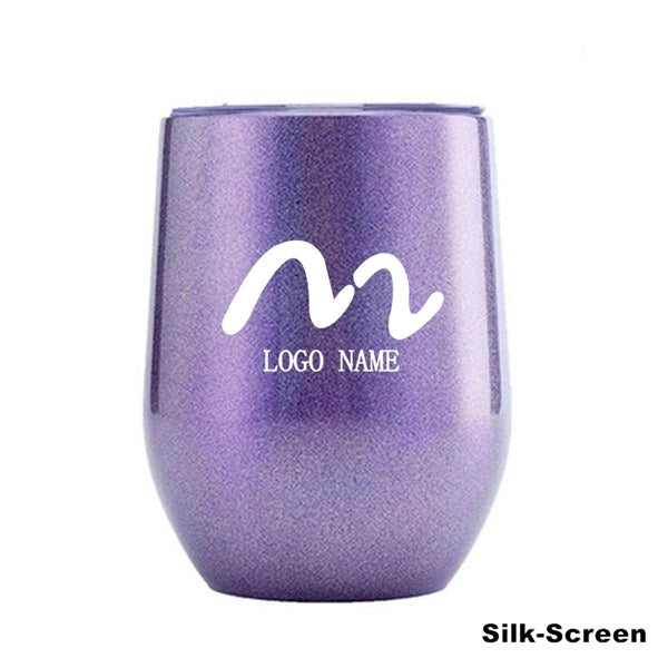 12 oz Glitter Sublimation Stainless Steel Wine Glass Tumbler