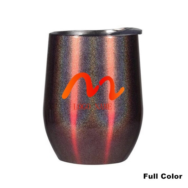 12 oz Glitter Sublimation Stainless Steel Wine Glass Tumbler