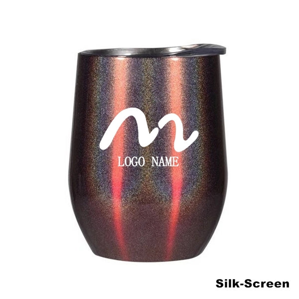 12 oz Glitter Sublimation Stainless Steel Wine Glass Tumbler