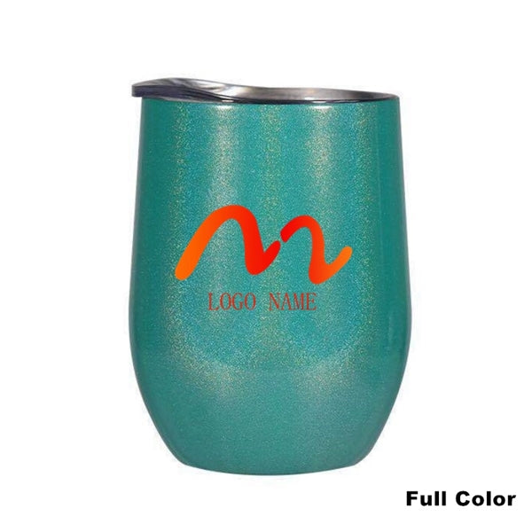 12 oz Glitter Sublimation Stainless Steel Wine Glass Tumbler