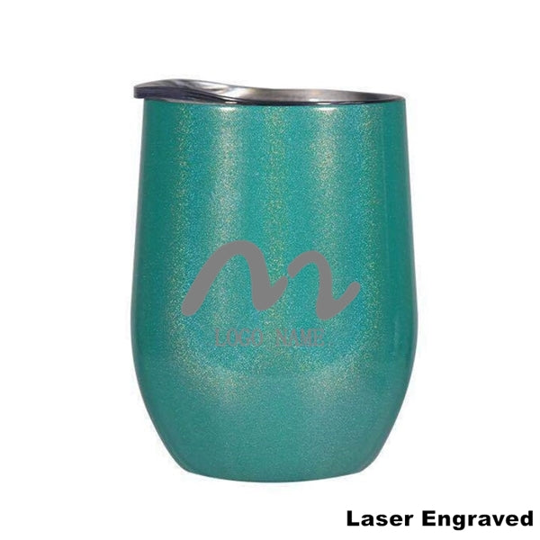 12 oz Glitter Sublimation Stainless Steel Wine Glass Tumbler