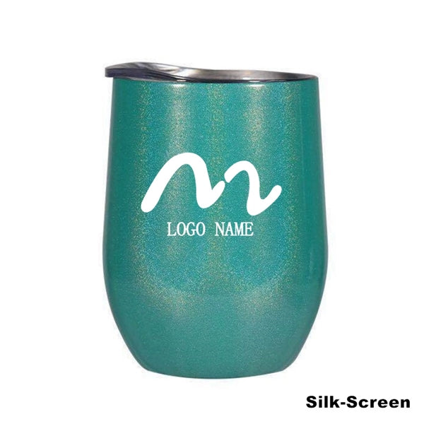 12 oz Glitter Sublimation Stainless Steel Wine Glass Tumbler
