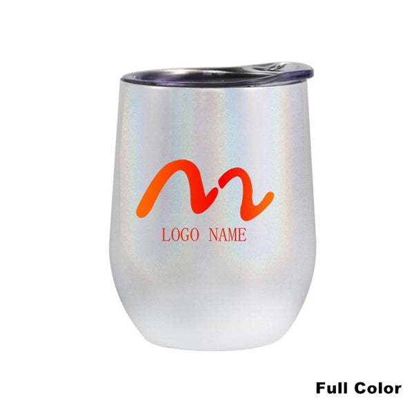 12 oz Glitter Sublimation Stainless Steel Wine Glass Tumbler