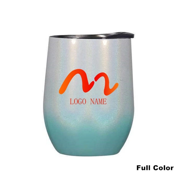 12 oz Glitter Sublimation Stainless Steel Wine Glass Tumbler