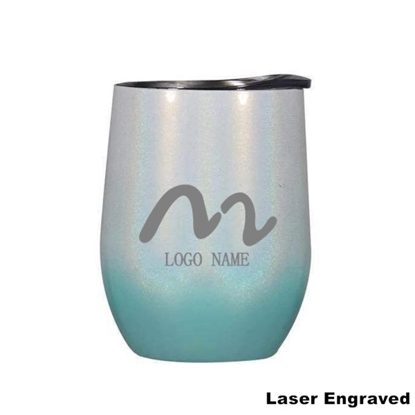 12 oz Glitter Sublimation Stainless Steel Wine Glass Tumbler
