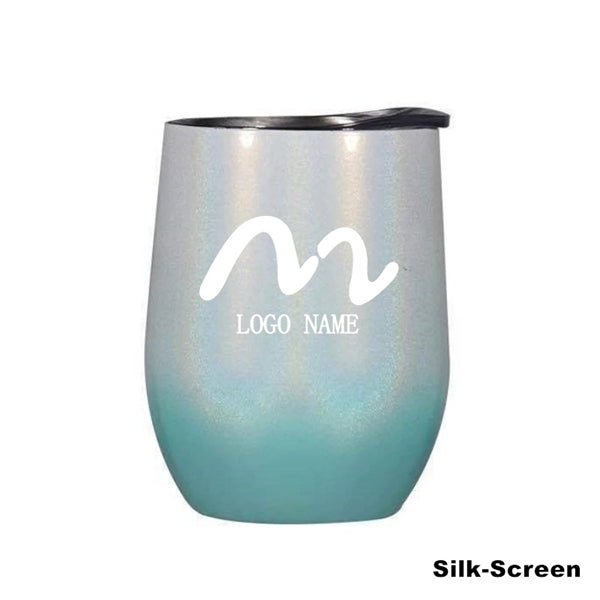12 oz Glitter Sublimation Stainless Steel Wine Glass Tumbler